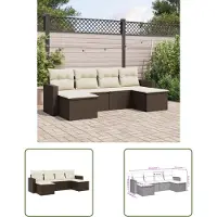 The Living Store 6-pièces salon de jardin avec coussins brun poly rotin