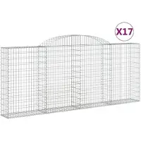 vidaXL Gabions avec arc surélevé 17 pcs 300x30x120/140cm Fer galvanisé