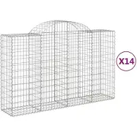 vidaXL Gabions avec arc surélevé 14pcs 200x50x120/140cm Fer galvanisé
