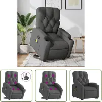 The Living Store Fauteuil de massage avec releveur Gris foncé Tissu