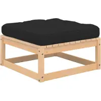The Living Store Tabouret de jardin avec coussin Pin massif