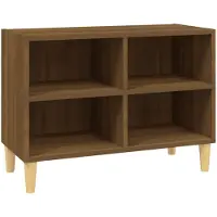 Syfax Meuble TV avec pieds en bois massif Chêne marron 69,5x30x50 cm