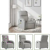 The Living Store Fauteuil de massage gris clair tissu microfibre