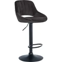 CLP Tabouret de bar , revêtement en velours Milet, réglable en hauteur, pivotant, avec dossier | Couleur : noir, structure : noir