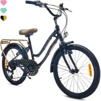 Sun baby Vélo enfant à partir de 6 ans 20 pouces Vélo enfant Vélo fille 6 vitesses Vélo Simano Heart noir