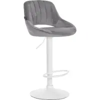 CLP Tabouret Milet, revêtement en velours, réglable en hauteur, pivotant, avec dossier | Couleur : gris foncé, structure : blanc