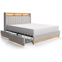 VitaliSpa Lit rembourré Nura Gris 160x200 cm avec 4 tiroirs, Model 51722