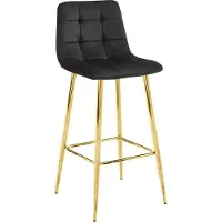 Leobert Tabouret Valora ARCETO - Velours noir et pieds dorés x1 | Tabouret de bar vec une touche glamour