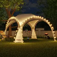 Swing&Harmonie LED Event Pavillon XXL DomeShelter 450cm Garten inkl. Solarmodul Designer Tente de jardin Camping Tente de fête avec éclairage - anthracite