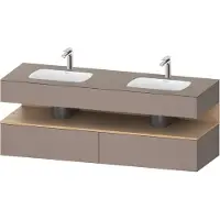 Duravit Collection One lavabo à encastrer avec meuble sous-vasque en console, 1600x550x600mm, niche en chêne naturel, double lavabos double, QA4797030430000