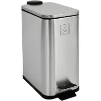 SVITA ST5 Poubelle à pédale 5l incl. seau intérieur Softclose rectangulaire argenté