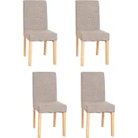 Mendler Lot de 4 chaises de séjour Littau tissu gris, pieds clairs