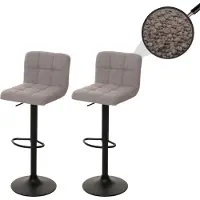 Mendler Lot de 2 tabourets de bar HWC-G87, tabouret de bar, hauteur réglable pivotant, tissu Boucle (450g/m²) MVG gris