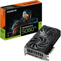 Gigabyte GeForce RTX 5060 Ti WINDFORCE OC 16G Carte Graphique – 16 Go GDDR7, 128 bits, PCI-E 5.0, 2587 MHz Fréquence du processeur, 3 x DisplayPort, 1 x HDMI, GV-N506TWF2OC-16GD