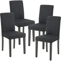 En.casa Chaise de salle à manger 'Hamburg' (lot de 4) Chaise rembourrée textile pieds en bois noir