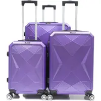 Cheffinger Valise de voyage ABS-03 Valise 3 pièces coque dure Trolley Set Valise bagage à main Bagage Sac de voyage Lila