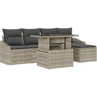 vidaXL Ensemble de canapés de jardin 6 pcs gris clair et gris foncé Poly-Rotin