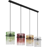 Globo Suspension noire Gorley Verre coloré 4 lumières