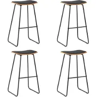 Syfax Tabourets de bar lot de 4 noir similicuir