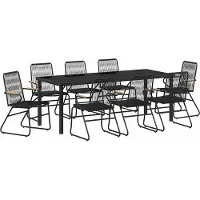 Syfax Ensemble de salle à manger pour jardin 9 pcs Noir