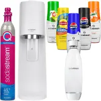 SodaStream Fontaine à eau Terra Blanc 1L Bouteille 5x Cartouche de sirop Set