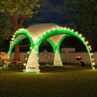Swing&Harmonie LED Event Pavillon XXL DomeShelter 450cm Garten inkl. Solarmodul Designer Tente de jardin Camping Tente de fête avec éclairage - vert