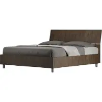 Ityhome Lit Avec Sommier À Lattes 160X200, Tête De Lit Inclinée Demas En Noyer
