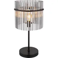 Globo Lighting Lampe de table noire Gorley avec verre fumé Ø 30cm