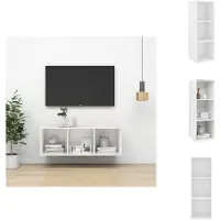 vidaXL Meuble TV mural blanc 37x37x107 cm Bois composite - Meuble TV