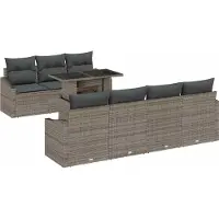 Syfax Ensemble de canapé de jardin 8 pcs Gris Poly rotin