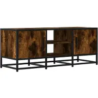 Syfax Meuble TV chêne fumé 100x35x41 cm bois d'ingénierie et métal