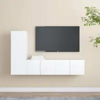 vidaXL Meubles Armoire TV,Table TV 3 pièces Ensemble de meubles TV Blanc en bois composite DE67688