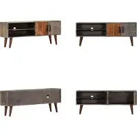 vidaXL Armoire TV Gris 130x30x46 cm Bois massif de manguier rugueux - Armoire TV - Armoire TV en bois - Armoires TV en bois