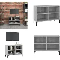 vidaXL Armoire TV avec pieds en métal gris béton 69,5x30x50 cm - Armoire TV - Armoires TV - Sideboards