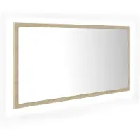Syfax Miroir LED de salle de bain Chêne sonoma 90x8,5x37 cm Acrylique