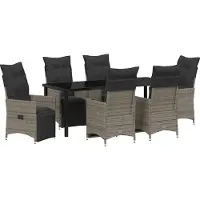 Syfax Ensemble de salle à manger pour jardin 7 pcs Gris polyrotin