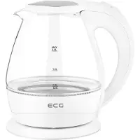 Ecg RK 1520 Glass | Bouilloire électrique | volume 1,5 l | puissance 1850 - 2200 W | design blanc en combinaison avec le verre de cuisson | signal LED