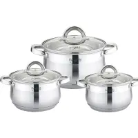Cheffinger 6 pcs. 18/10 acier inoxydable Batterie de cuisine induction 20/18/16cm Set de cuisine universel Casserole Couvercle Gastronomie