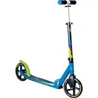 Muuwmi Aluminium Scooter- Tretroller, 205 mm, ABEC 7, GS-approuvé, réglable en hauteur, plateau XL, vert-bleu-noir