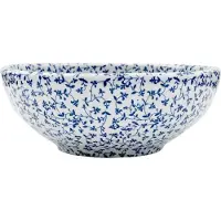 Syfax Vasque à poser blanc et bleu rond 41x14 cm céramique