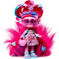 Mattel Poup e mannequin Trolls Band Together et plus de 10 accessoires, Hairsational r v le la reine Poppy avec une perruque transformable, HNF16