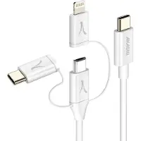 Akashi Usb-c 1m 3/1 Typ/c+microusb+lightning Bl -