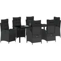 Syfax Ensemble de salle à manger pour jardin 7 pcs Noir polyrotin