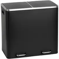 SVITA TM2X24 Poubelle à pédale 48 litres noire Poubelle design Poubelle de tri Corbeille à papier Système de tri pour la cuisine