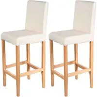 Mendler Lot de 2 tabourets de bar Vicenza, cuir crème/pieds clairs