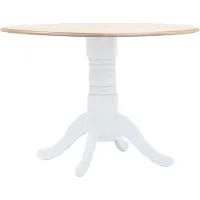 Syfax Table à manger Blanc et marron 106 cm Bois d'hévéa massif