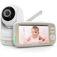 Vulpes goods Babyphone avec caméra, babyphone avec détection de bruit, écran 5" FULL HD, contrôle à distance, caméra infrarouge de vision nocturne
