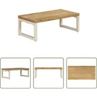 The Living Store Table basse 100x50x35 cm Mango massif et acier