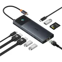 Baseus Adaptateur Hub 10W1 Usb-C - 2Xhdmi, 3Xusb-A, Usb-C, Rj45, Sd/Tf, Pd (Noir)