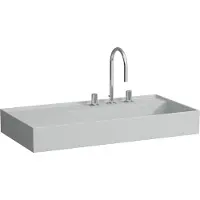 Laufen Kartell lavabo, encastré, tablette à gauche, 2 trous pour robinet, sans trop-plein, 900x460mm, H8103397598151